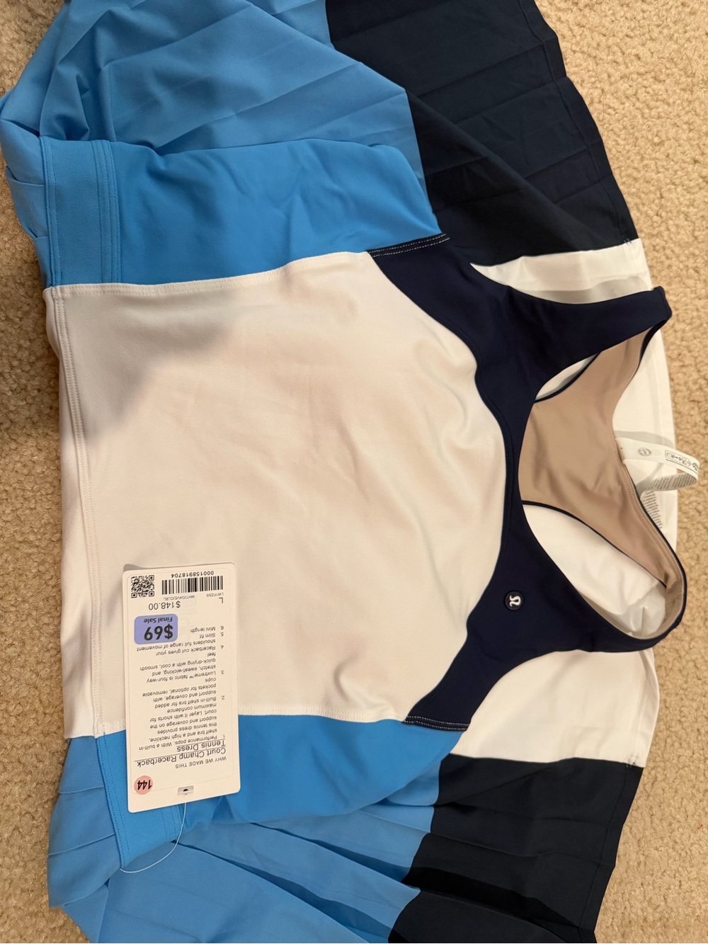 lululemon athletica Colorblock Racerback One-Piece - White, Light Blue & Navy